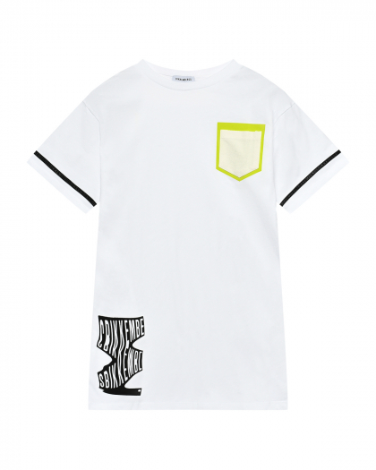 Футболка с карманом на груди и логотипом, белая Bikkembergs | Фото 1