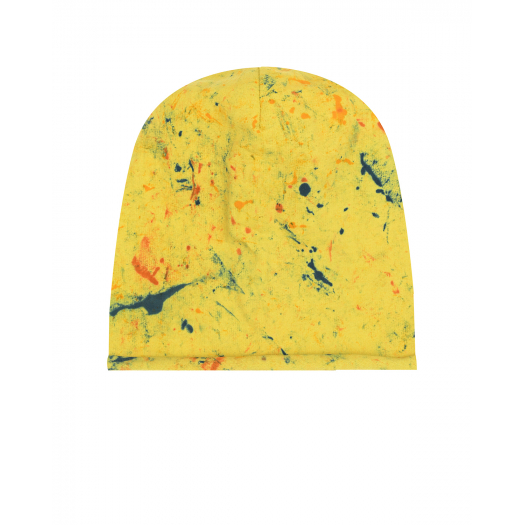 Желтая шапка с принтом &quot;кляксы&quot; Catya | Фото 1