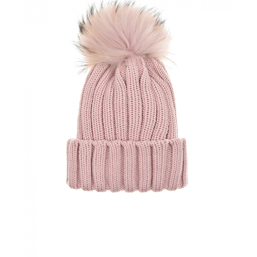 Розовая шапка с меховым помпоном Catya | Фото 1