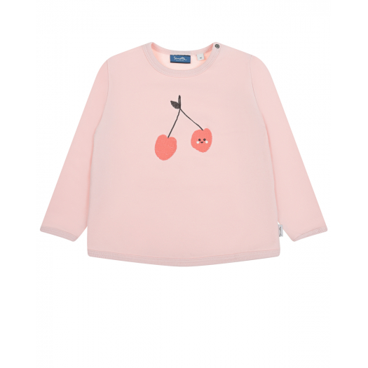 Розовый свитшот с вышивкой &quot;вишни&quot; Sanetta Kidswear | Фото 1