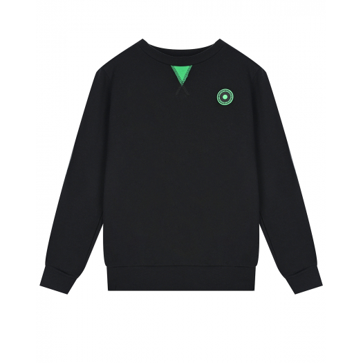 Черный свитшот с зеленым лого Bikkembergs | Фото 1