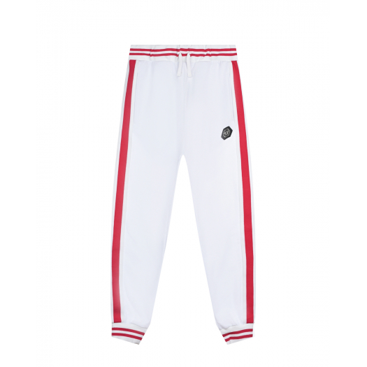Белые спортивные брюки с красными лампасами Philipp Plein | Фото 1