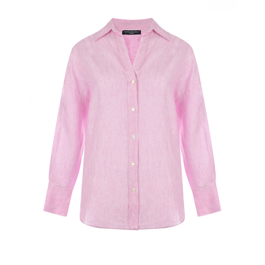 Розовая рубашка в тонкую полоску Pietro Brunelli | Фото 1