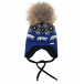 Синяя шапка с меховым помпоном и узором &quot;медведи&quot; Il Trenino | Фото 1