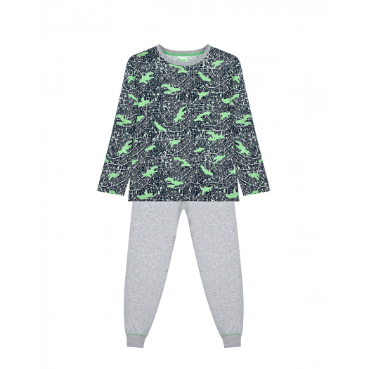 Пижама с принтом &quot;зеленые кляксы&quot; Sanetta | Фото 1