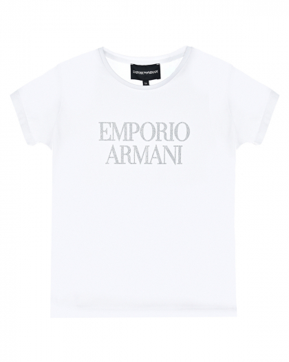 Футболка с серебристым логотипом Emporio Armani | Фото 1