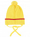 Желтая шапка с помпоном и завязками Chobi | Фото 2