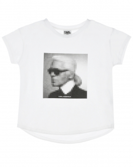 Белая футболка с принтом &quot;Карл&quot; Karl Lagerfeld kids Белый, арт. Z15295 10B | Фото 1