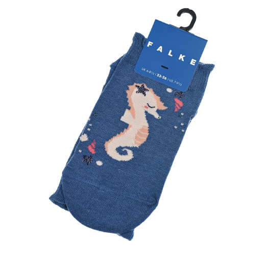 Голубые носки с декором &quot;морской конек&quot; Falke | Фото 1