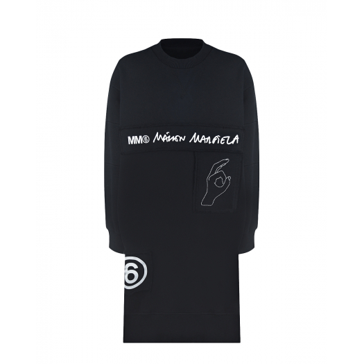 Черное платье-свитшот MM6 Maison Margiela | Фото 1