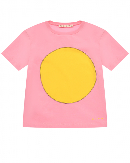Футболка с желтым кругом, розовая MARNI | Фото 1