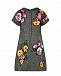 Серое платье с аппликациями &quot;цветы&quot; Dolce&Gabbana | Фото 2