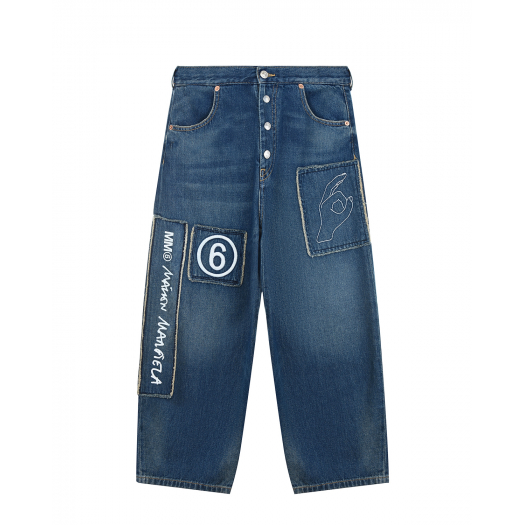 Синие джинсы с патчами MM6 Maison Margiela | Фото 1