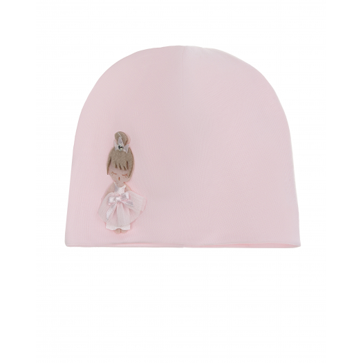 Розовая шапка с аппликацией La Perla | Фото 1