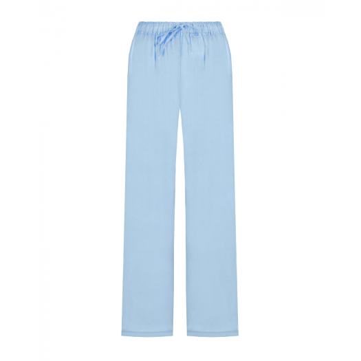 Голубые брюки с поясом на кулиске 120% Lino | Фото 1