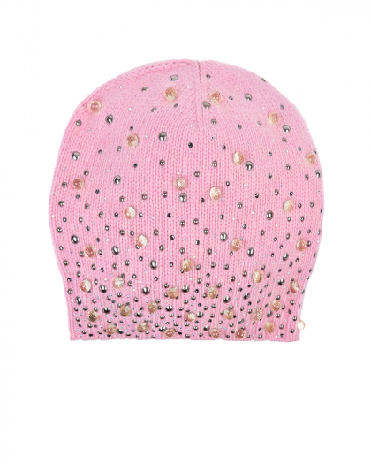 Розовая шапка из шерсти и кашемира со стразами Regina | Фото 1