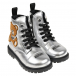 Серебристые ботинки с аппликацией &quot;мишка&quot; Moschino | Фото 1