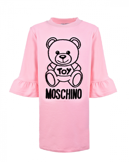 Розовое платье с объемным декором Moschino | Фото 1