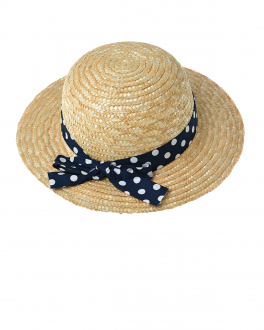 Соломенная шляпа с синей лентой в горошек MaxiMo Бежевый, арт. 83523-789565 2448 | Фото 2