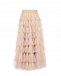 Многоярусная юбка-миди пудрового цвета Monnalisa | Фото 2