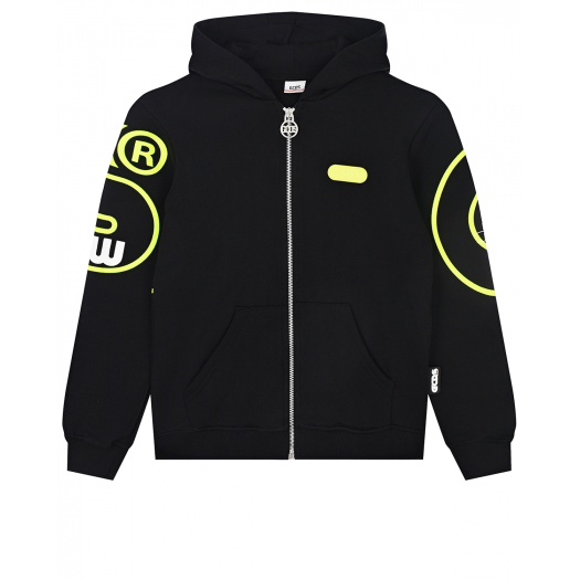 Черная спортивная куртка с неоновым логотипом GCDS | Фото 1