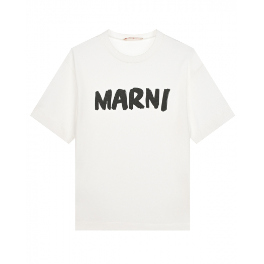 Белая футболка с черным лого MARNI | Фото 1