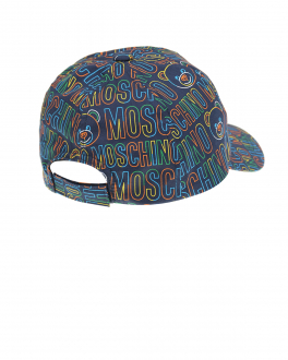 Синяя бейсболка со сплошным разноцветным лого Moschino Синий, арт. HZX00W LOB06 82806 | Фото 2