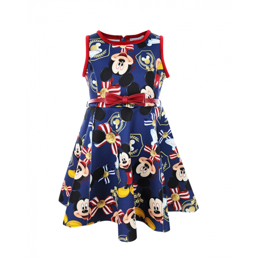 Платье с принтом &quot;Mickey Mouse&quot; Monnalisa | Фото 1