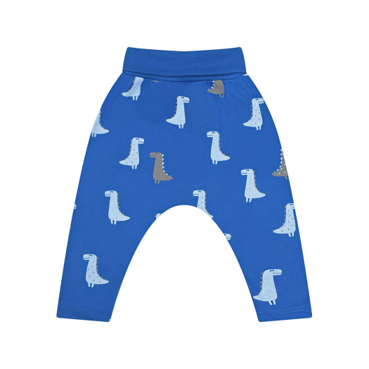 Синие спортивные брюки с принтом &quot;динозавры&quot; Sanetta Kidswear | Фото 1