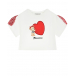 Белая футболка с принтом &quot;медвежонок с сердцем&quot; Monnalisa | Фото 1