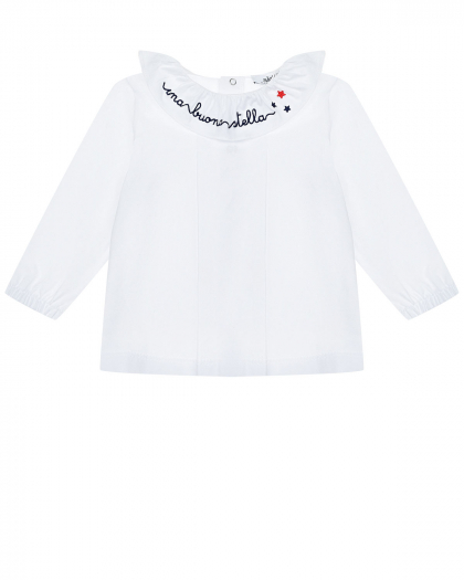 Белая блуза с надписью на воротнике Aletta | Фото 1