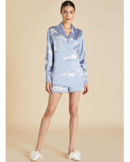 Шелковый комплект: рубашка и шорты, принт &quot;облака&quot; Olivia von Halle Голубой, арт. ALBA - METAMORPHOSES METAMORPHOSES | Фото 2