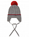 Серая утепленная шапка с красным помпоном Il Trenino | Фото 2