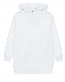 Удлиненная белая толстовка-худи Dolce&Gabbana Белый, арт. L5JD3V G7B2Z W0800 | Фото 1