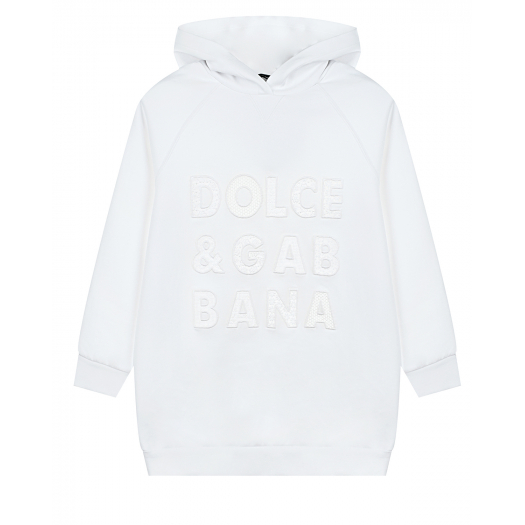 Удлиненная белая толстовка-худи Dolce&Gabbana | Фото 1
