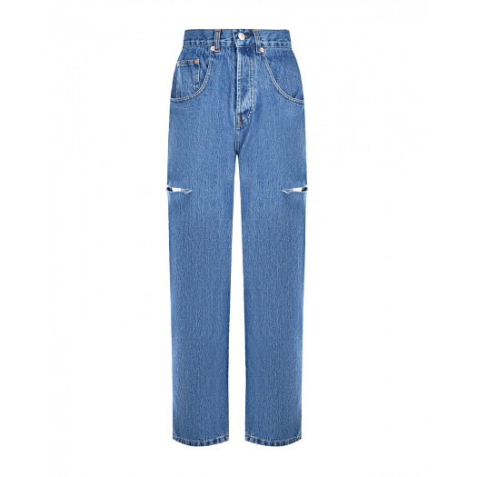 Синие джинсы с разрезами на бедрах Forte dei Marmi Couture | Фото 1
