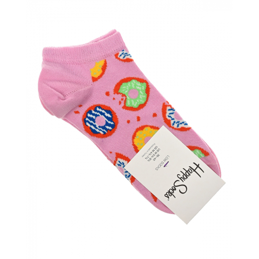 Розовые носки с принтом &quot;пончики&quot; Happy Socks | Фото 1