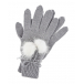 Серые перчатки с белыми меховыми помпонами Il Trenino | Фото 1
