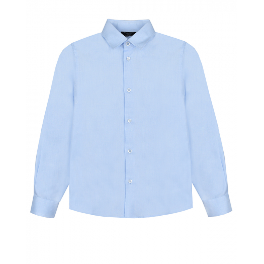 Голубая рубашка из хлопка с выделкой Dal Lago | Фото 1