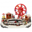 Новогодний сувенир "Рождественская деревня с колесом обозрения" с адаптером, 45,5x33x30,6 см