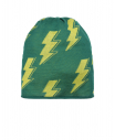 Зеленая шапка с принтом "молнии"
