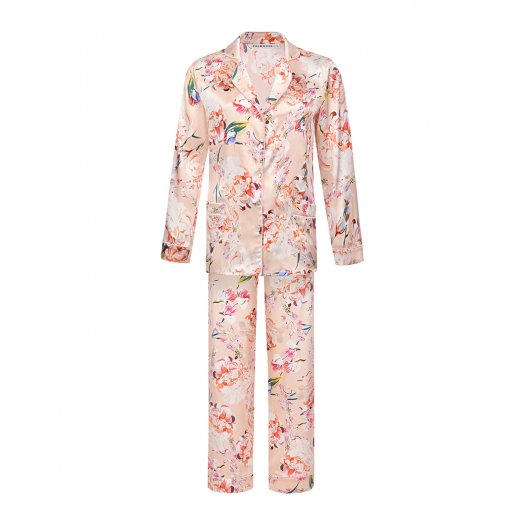 Шелковая пижама с цветочным принтом  | Фото 1