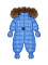 Комбинезон с мехом енота на капюшоне, синий
