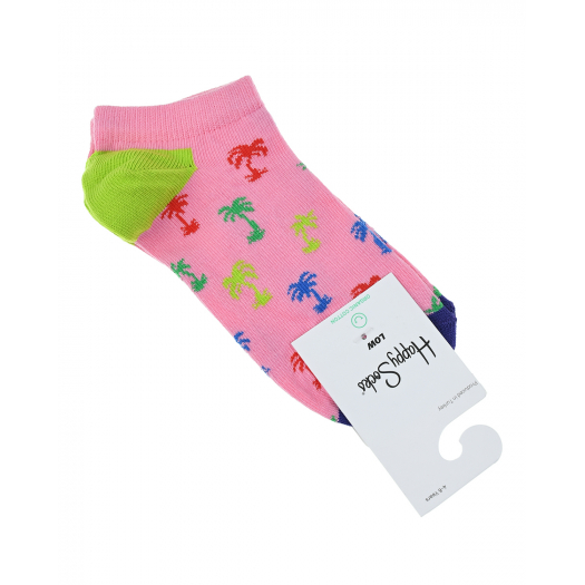 Розовые спортивные носки с принтом &quot;пальмы&quot; Happy Socks | Фото 1