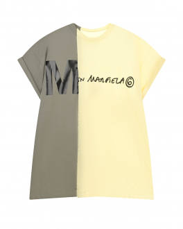 Серо-желтое платье в стиле color block MM6 Maison Margiela Мультиколор, арт. M60106 MM010 M6C07 | Фото 1