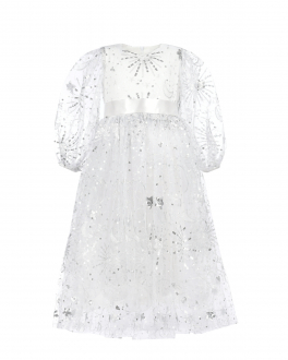 Белое платье с вышивкой пайетками Dan Maralex Белый, арт. 253543370  | Фото 1