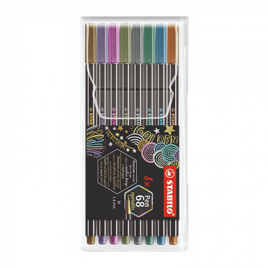 Набор фломастеров Pen 68 metallic, 8 цветов Stabilo | Фото 1
