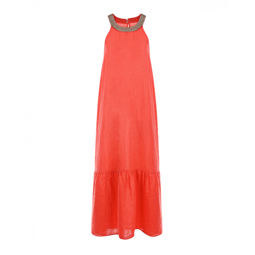 Красное платье с вышивкой бисером 120% Lino | Фото 1