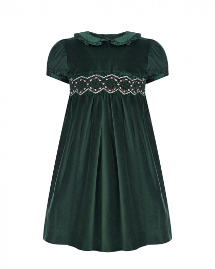 Бархатное платье с вышивкой, зеленое Mariella Ferrari | Фото 1