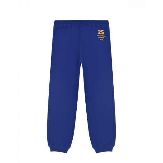 Синие спортивные брюки с желтым логотипом GUCCI | Фото 1